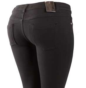 Womens stretchy melton casual pants,black,rhinestone button w/zipper 