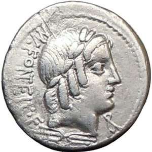 Roman Republic Mn. Fonteius C.f. VEJOVIS ZEUS GOAT 85BC Silver Ancient 