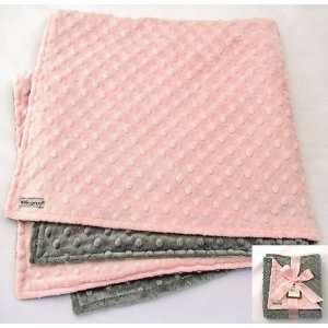  Pink & Gray Minky Blanket Baby