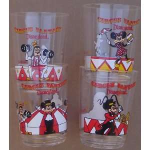  Disneyland Circus Fantasy Set Of (4) Plastic Glasses 1987 