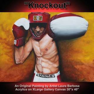 Sports Figures Boxing Art Fighter Painting Acrylic Canvas Boxer Gloves 