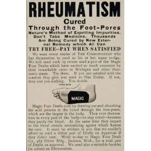   Ad Rheumatism Cure Foot Drafts   Original Print Ad