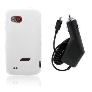 HTC Rezound/Vigor 6425   White Soft Silicone Skin Case Cover + Car 