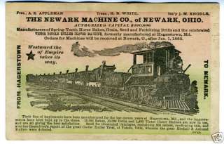 1880s Trade Card Newark Ohio Machine Co Farm Implements  