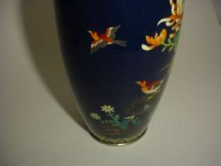 Japanese Cloisonne Enamel Bird Vase Pair N/R  