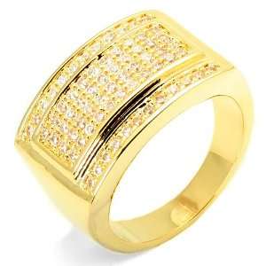  Convex Raised Gold Plated Micro Pave CZ Mens Hip Hop 