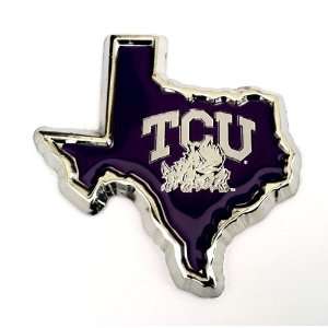  TCU Texas Christian University Texas Shaped Chrome Metal 