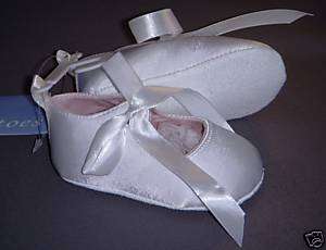 Infant White Satin Shoe Slippers 1   4 White Pink NEW  