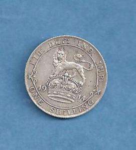 UK GREAT BRITAIN SILVER COIN 1 SHILLING 1914  