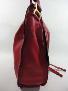 NEW CHLOE Marci Large POPPY RED Leather HOBO Saddle Shoulder Bag Purse 