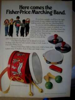 1980 Fisher Price Toy Drum Marching Band Tambourine Ad  