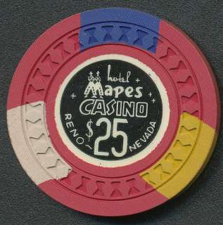 Mapes Hotel Reno 7th Issue $25 House Chip Red Hourglass Mold  