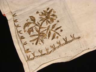 19c.ANTIQUE OTTOMAN GOLD THREAD FLORAL EMBROIDERY BOHCA  