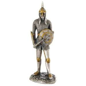 Figurine Medieval Knight w/ Axe & Shield Pewter Made