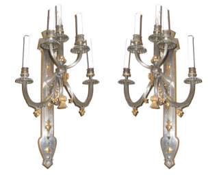Pair of Antique Steel and Brass Gothic Style Sconces  