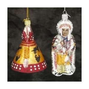   Gems Glass 4.5 Tee Pee & Indian Christmas Ornaments