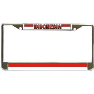  Indonesia Indonesian Flag Chrome Metal License Plate Frame 