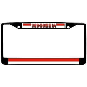  Indonesia Indonesian Flag Black License Plate Frame Metal 