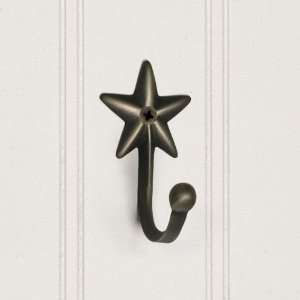  Solid Brass Simple Star Hook   Antique Brass
