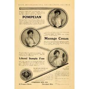 1905 Ad Woman Using Pompeian Massage Cream Cleveland   Original Print 