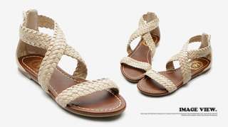  Womens Shoes Cross Braided Flat Sandals  