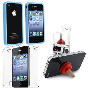 ® iPhone® iPod® Stand + 1 x Sky Blue Bumper TPU Rubber Skin Case 