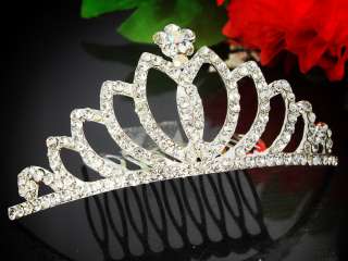 Wedding Holy Lotus Flower Crown Tiara Small Comb Swarovski Crystal 