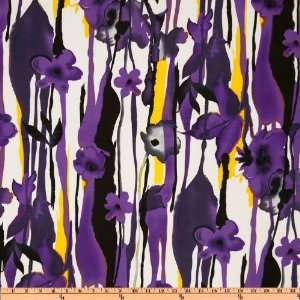 58 Wide Stretch Jersey ITY Knit Water Flower Purple/Black Fabric By 