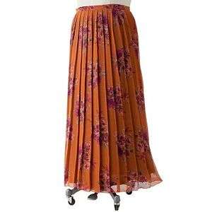 NWT Womens ELLE Floral Pleated Maxi Long Skirt Size 4 6 8 10  