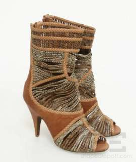 Jeffrey Campbell Tan & Python Embossed Leather Cut Out Marvel Boots 