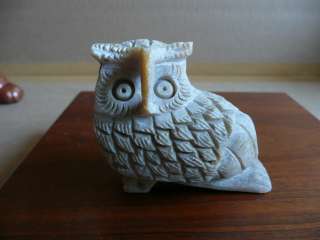Vintage Finely Detailed Hand Carved Soapstone Owl  