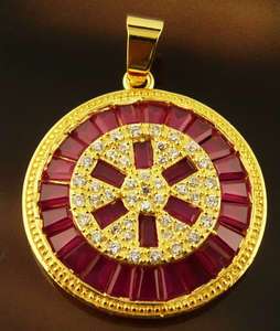 Charming Ruby&White Topaz Gems Pendant 14k Real Rose Gold Filled 