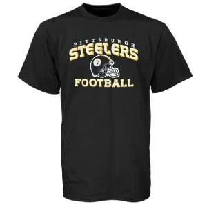 Reebok Pittsburgh Steelers Black Youth Stacked Helmet T shirt  