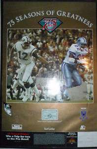 75th Emmitt Smith+Joe Namath Cowboys & Jets NFL Poster  