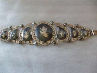Vintage Lg. Sterling Silver Filigree Siam Bracelet  