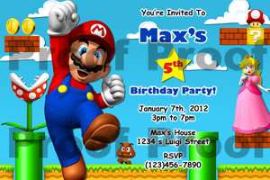 Super Mario Bros Birthday Invitation  