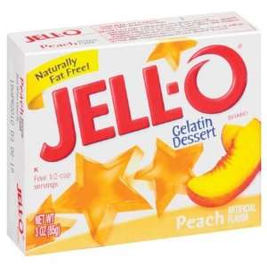 Jell O Peach Gelatin Dessert 3 oz (Pack of 24)  Grocery 