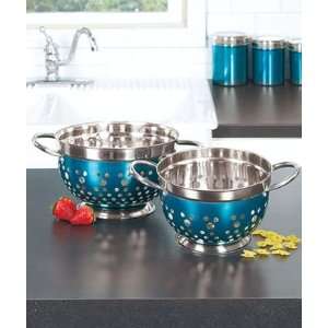  New Blue Sets of 2 Jeweltone Kitchen Colanders Everything 