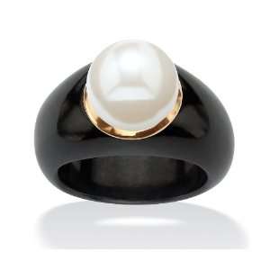   Jade and Cultured Freshwater Pearl Ring Size 6 Lux Jewelers Jewelry