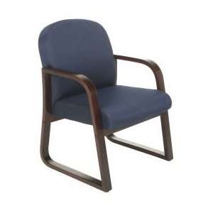  Mahogany Wood Reception Chair Blue