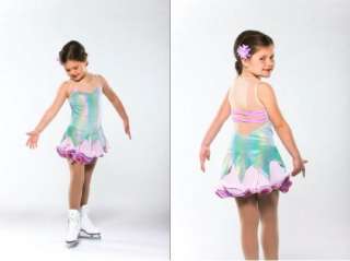   10 Pink Light Green #1142 Competition Skating Dress Stock Free Ship