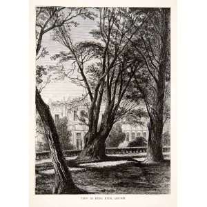  Wood Engraving Hyde Park London England Landscape Historic Landmark 
