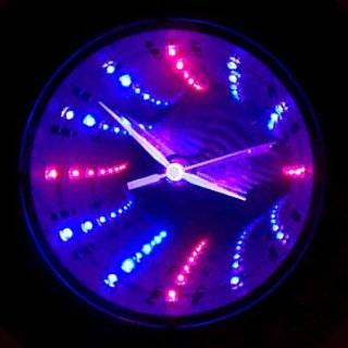 Tunnel Infinity Desk Light /Lamp With Clock   Red, White, Blue LED