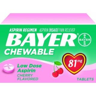 Bayer Chewable Low Dose Baby Aspirin Cherry 81 Mg 36 Count (Pack of 
