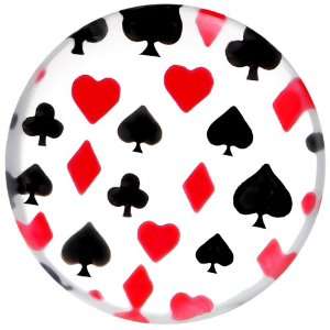  9/16 Acrylic Playing Card Suit Poker Saddle Plug Jewelry