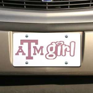  Texas A&M Aggies White Mirrored Texas A&M Girl License 