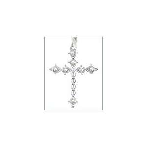  STERLING SILVER LARGE CROSS WITH INLAYED PEARL