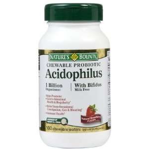 Natures Bounty Acidophilus w/ Bifidus Wafers, Strawberry 