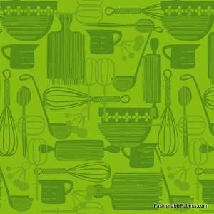  Kitchy Kitchen Utensils in green by Blend Fabrics