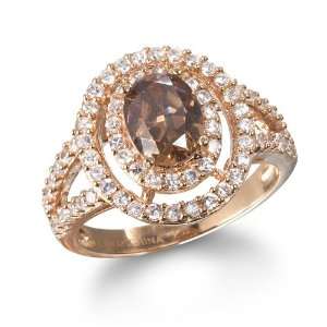  ROSE GOLD OVAL BROWN CZ RING CHELINE Jewelry